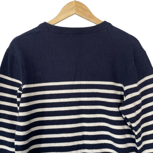Scotch & Soda Mens Pullover Sweater Navy Blue White Stripe Crewneck Size Large - Picture 6 of 8